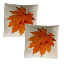 Fall Pillow Covers 18x18 Set of 2 - Autumn Maple Leaves Print Thanksgiving Harvest Throw Pillow Cases for Couch, Sofa, Farmhouse & Outdoor Seasonal Decor