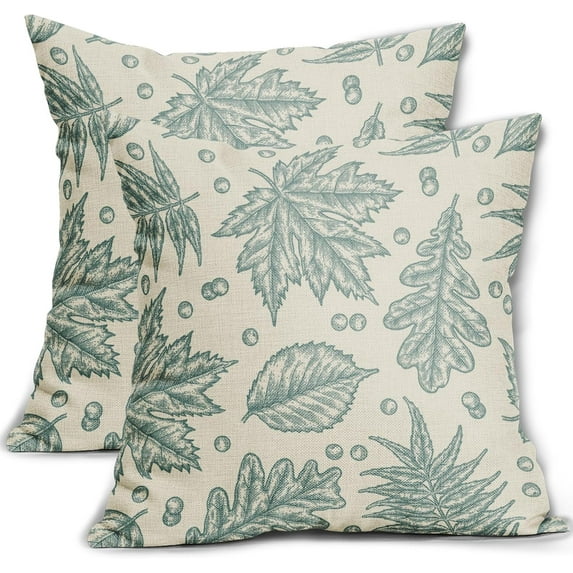 Fall Pillow Covers 18x18 Set of 2 Balck Pumpkin Autumn Themed Thanksgiving Harvest Print Decorative Throw Pillows Outdoor Pillowcase Farmhouse Linen Cushion Case Decor for Sofa Couch Bed