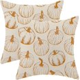 thumbnail image 1 of Fall Pillow Covers 18x18 Set of 2, Burnt Orange Pumpkin Autumn Outdoor Farmhouse Decorative Throw Pillowcase Thanksgiving Autumn Harvest Cushion Cover for Sofa Couch Living Room Bed Decor, 1 of 6