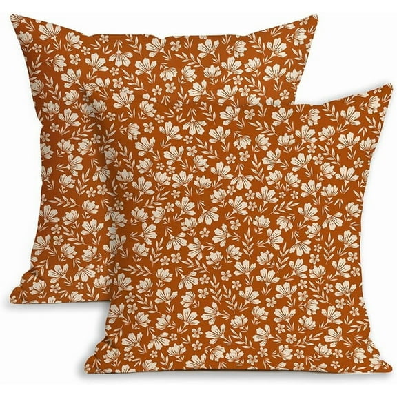 Fall Pillow Covers 18x18 Set of 2 Fall Decorative Rust Cute Vintage Floral Covers Decor Autumn Pillow Covers Thanksgiving Decoration for Home Couch CY-G18