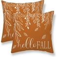 thumbnail image 1 of Fall Pillow Covers 18x18 Set of 2, Hello Fall Leaves Orange Decorative Outdoor Throw Pillow Covers Autumn Thanksgiving Farmhouse Cushion Case Linen Square for Home Couch Sofa, 1 of 6