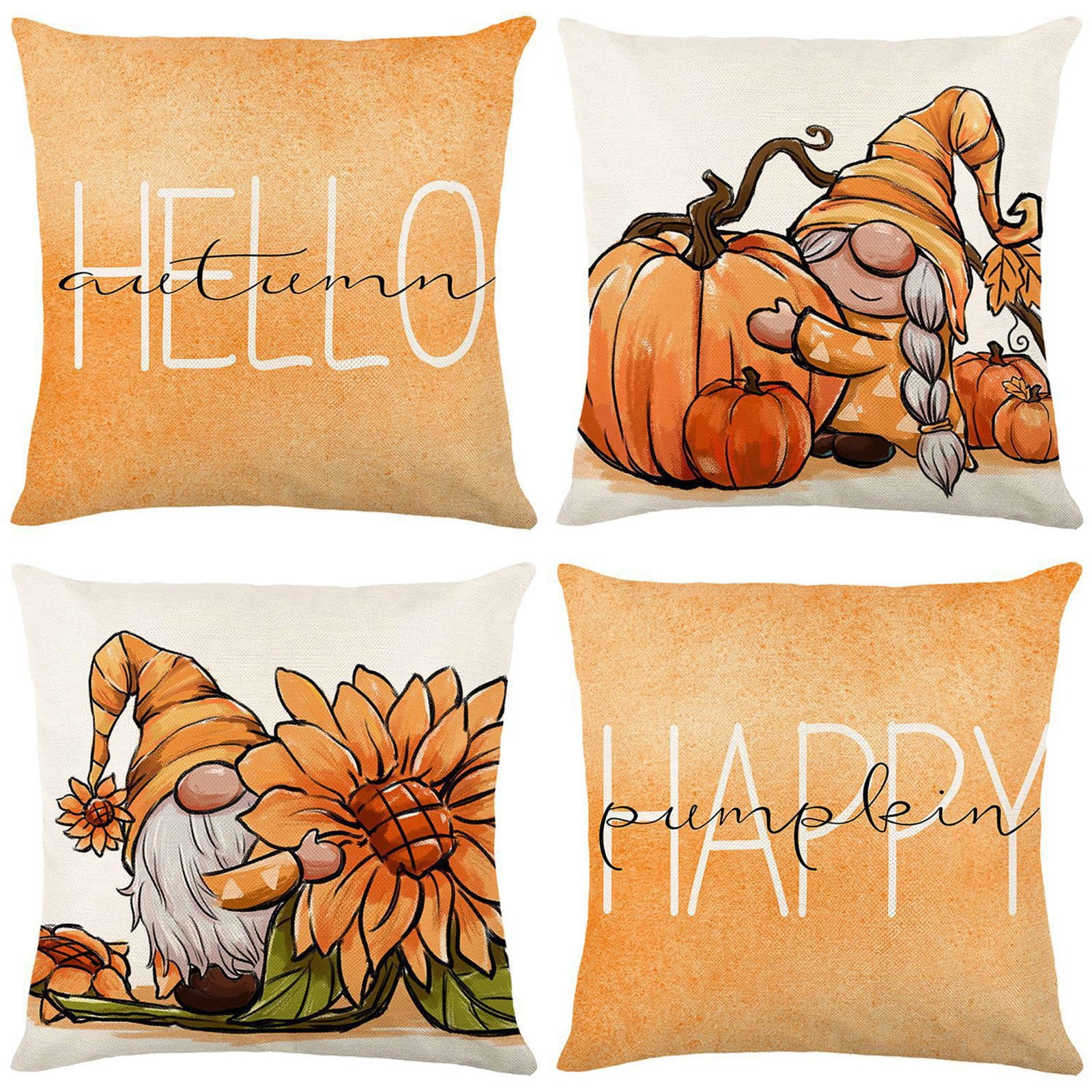 Fall Pillow Covers 18x18 Set of 4 for Fall Decor Buffalo Plaid Pumpkin and Maple Leaves Outdoor Fall Pillows Decorative Throw Pillows Farmhouse Thanksgiving Decorations Autumn Cushion Case for Couch W...