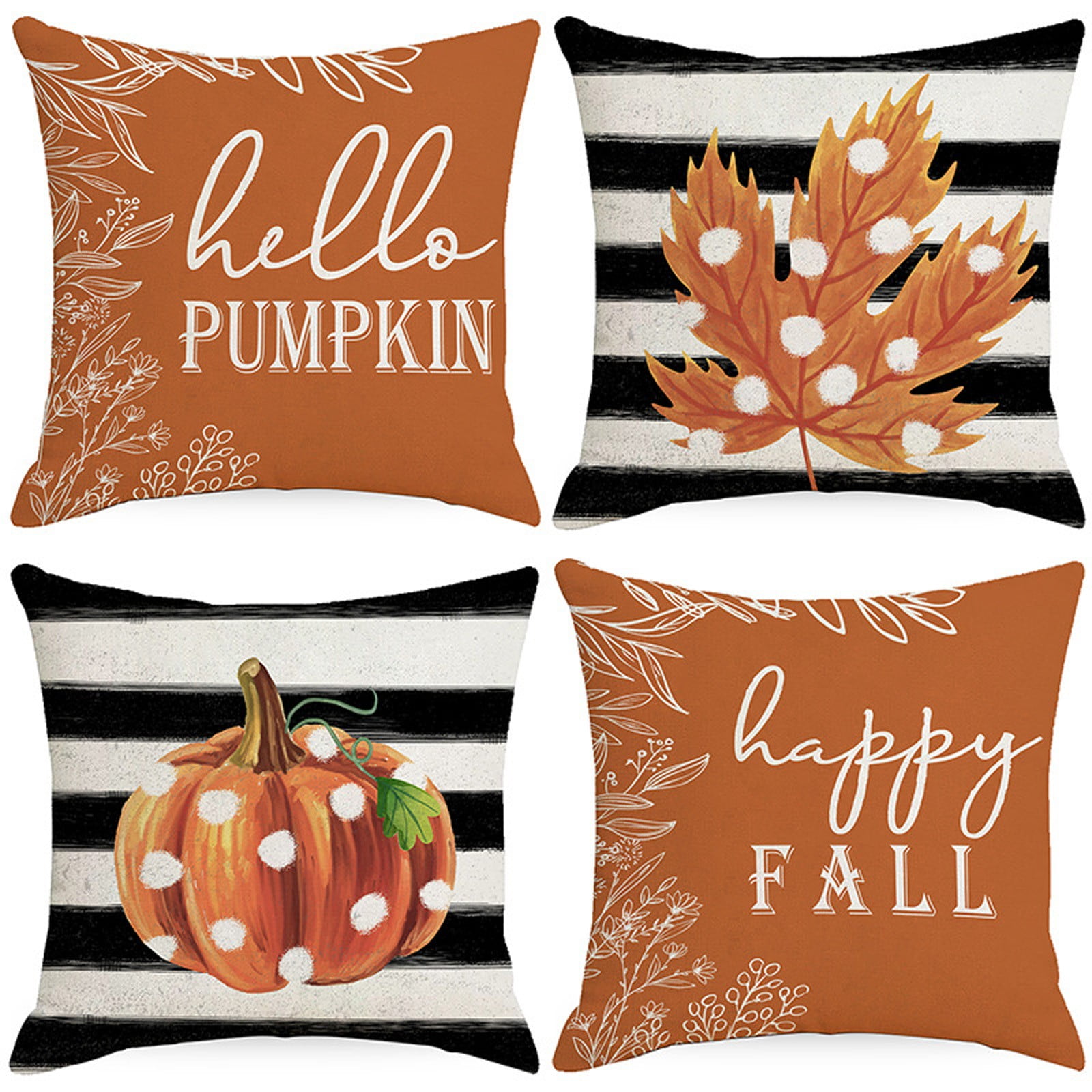 Fall Pillow Covers 18x18 Set Of 4, Fall Decor Decorations For Home 