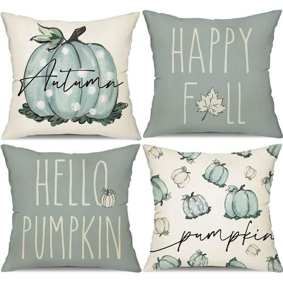 Fall Pillow Covers 18x18 Set of 4 for Fall Decor Happy Fall Pumpkin Throw Pillow Covers Decorative Throw Pillows Farmhouse Thanksgiving Decorations Autumn Cushion Case for Couch