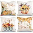 thumbnail image 1 of Fall Pillow Covers 18x18 Set of 4 for Fall Decor Pumpkin Maple Leaves Sunflower Vase Outdoor Fall Pillows Decorative Throw Pillows Farmhouse Thanksgiving Autumn Cushion Case for Couch A, 1 of 4