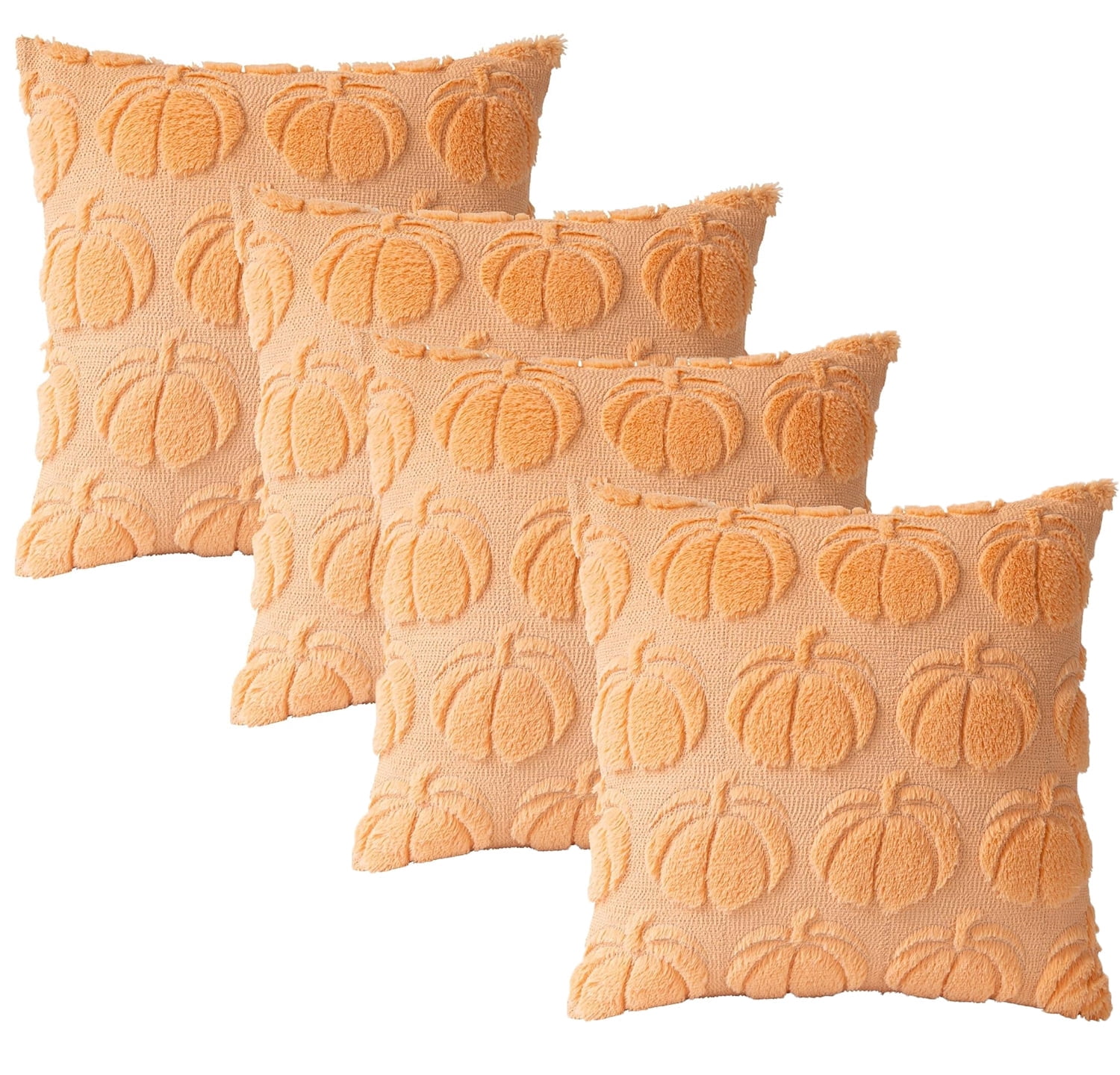 Fall Pillow Covers 18x18 Set of 4 Fall Decorations Thanksgiving Autumn Pumpkin Throw Pillow Cases Soft Plush Faux Fur Wool Couch Cushion Case for Chair Sofa Bedroom Living Room Home Decor
