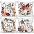 thumbnail image 1 of Fall Pillow Covers 18x18 Set of 4 Watercolor Fall Pumpkin Throw Pillow Covers Cotton Linen Autumn Harvest Farmhouse Decor Pillowcases Maple Case with Season Blessings, 1 of 6