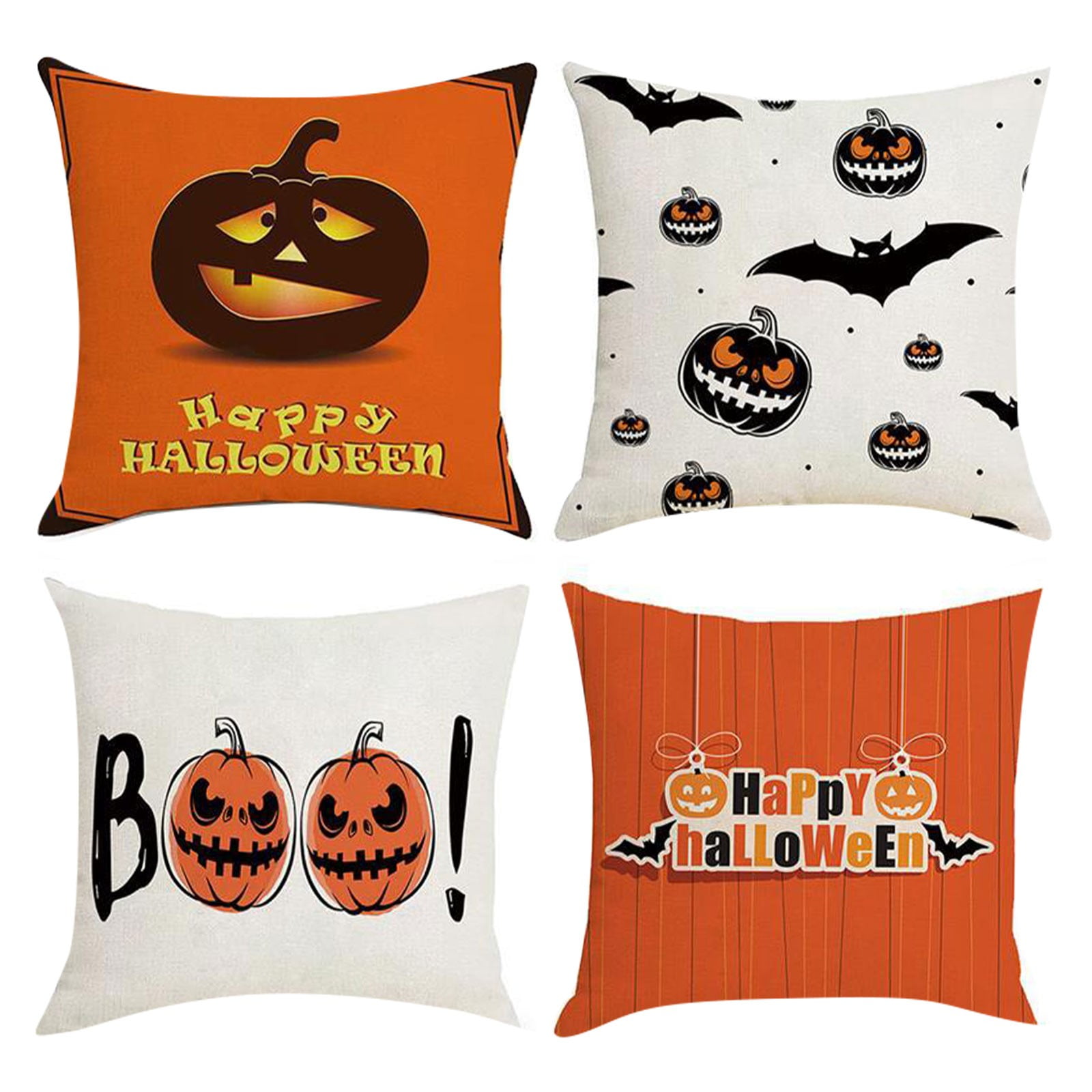 Fall Pillow Covers 18x18 Inches - Polyester Linen Farmhouse Style, Invisible Zipper, Seasonal Home Decor (Insert Not Included)