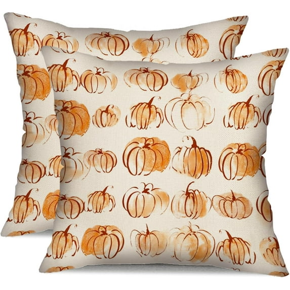 Fall Pillow Covers 18x18 inch Set of 2 Fall Decoration Orange-White Mutation Pumpkin Decor Autumn Pillow Cover Thanksgiving Decoration for Home Couch 122C