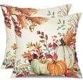 thumbnail image 1 of Fall Pillow Covers 18x18 inch Set of 2 Orange White Pumpkin Fallen Leaves Decorative Outdoor Throw Pillow Covers Autumn Thanksgiving Farmhouse Decoration for Home Couch TH27-A18, 1 of 6