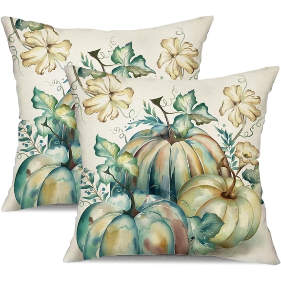 Fall Pillow Covers 18x18 inch Set of 2 Watercolor Pumpkin Maple Leaf Decorative Throw Pillow Covers Autumn Thanksgiving Farmhouse Decoration for Home Couch