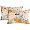 thumbnail image 1 of Fall Pillow Covers 20x12 Inch Set of 2, Autumn Pumpkin Maple Leaf Rustic Linen Decorative Lumbar Throw Pillow Covers, Burnt Orange Pillowcases for Patio Sofa Couch Bedroom Thanksgiving Decorations, 1 of 6