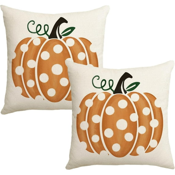 Fall Pillow Covers 20x20 Inch Set of 2 Blue Pumpkin and Orange Maple Leaf Throw Pillow Covers Fall Autumn Indoor Outdoor Decorative Pillow Case Thanksgiving Harvest Farmhouse Couch Sofa Decoration