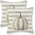 thumbnail image 1 of Fall Pillow Covers 20x20 Inch Set of 2,Grey Pumpkin Throw Pillows Case,Gray Stripes Autumn Outdoor Decorative Square Linen Farmhouse Harvest Decor Cushion Covers for Home Sofa Bed Couch, 1 of 6