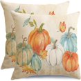 thumbnail image 1 of Fall Pillow Covers 20x20 Inch Set of 2,Pumpkin Pillows Decorative Throw Pillows,Autumn Outdoor Pillow Cases,Thanksgiving Cushion Covers,Fall Decorations for Home Orange(2319-20), 1 of 6
