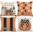 thumbnail image 1 of Fall Pillow Covers 20x20 Inch Set of 4 Stripes Polka Dots Buffalo Plaid Pumpkin Pillows Decorative Autumn Thanksgiving Harvest Thankful Throw Pillows Cushion Case Fall Decor F057-Orange 20, 1 of 6