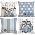 thumbnail image 1 of Fall Pillow Covers 20x20 Inch Set of 4 Stripes Polka Dots Buffalo Plaid Pumpkin Pillows Decorative Autumn Thanksgiving Harvest Thankful Throw Pillows Cushion Case Fall Decor F057-Blue 20, 1 of 6