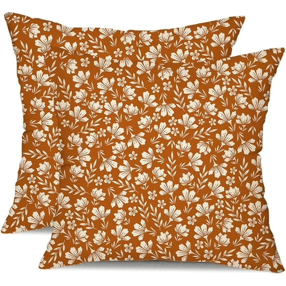 Fall Pillow Covers 20x20 Set of 2 Fall Decorative Rust Cute Vintage Floral Covers Decor Autumn Pillow Covers Thanksgiving Decoration for Home Couch CY-G20