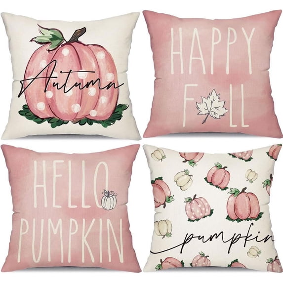 Fall Pillow Covers 20x20 Set of 4 for Fall Decor Happy Fall Pumpkin Throw Pillow Covers Decorative Throw Pillows Farmhouse Thanksgiving Decorations Autumn Cushion Case for Couch
