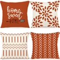 thumbnail image 1 of Fall Pillow Covers 20x20 Set of 4, Modern Sofa Throw Pillow Cover for Fall Decor, Decorative Outdoor Linen Fabric Pillow Case for Couch Bed Car, Burnt Orange, 1 of 6