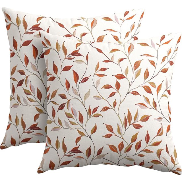 Fall Pillow Covers 24x24 Inch Orange Autumn Pumpkins Maple Leaves