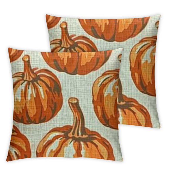 Fall Pillow Covers Burnt Orange Pumpkin Autumn Thanksgiving Harvest Decorative Throw Pillows Outdoor Cushion Case Sofa Couch Bed Decor 18x18in