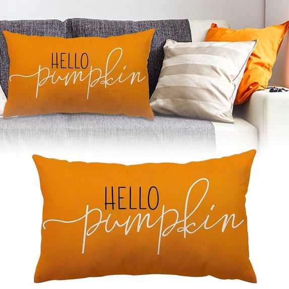 Fall Pillow Covers Fall Outdoor Pillows Orange Decorative Throw Pillows Lumbar Decorative Cushion Farmhouse Fall Thanksgiving Decorative Throw Cushion 20 x 12 In