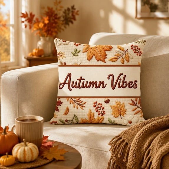 Fall Pillow Covers Halloween Fall Decorations Khaki Sofa Couch Pillow Covers Square Summer Pillow Covers 18x18 for Farmhouse Thanksgiving Pillowcase Decorative Throw Pillow Covers Cushion Cases