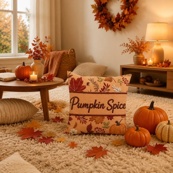 Fall Pillow Covers Halloween Fall Decorations Orange Sofa Couch Pillow Covers Square Summer Pillow Covers 18x18 for Farmhouse Thanksgiving Pillowcase Decorative Throw Pillow Covers Cushion Cases