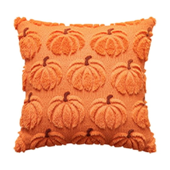 Fall Pillow Covers,Pumpkin Pattern Embroidery Decorative Throws Pillowcases Autumn Halloween Soft Plush Faux Wool Pillows for Home Couch Sofa Bedroom Chair
