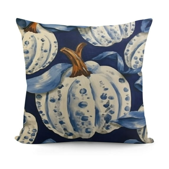 Fall Pillow Covers Pumpkins Throw Pillow Case Decorative Cushion Cover for Thanksgiving Home Office Decoration,Blue, White