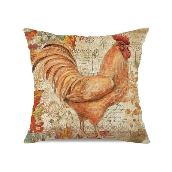 Fall Pillow Covers Vintage Farmhouse Fall Pumpkin Sunflower Rooster Throw Pillow Cases Autumn Thanksgiving Grateful Decoration for Home Decor Cushion Covers, 18x18inch