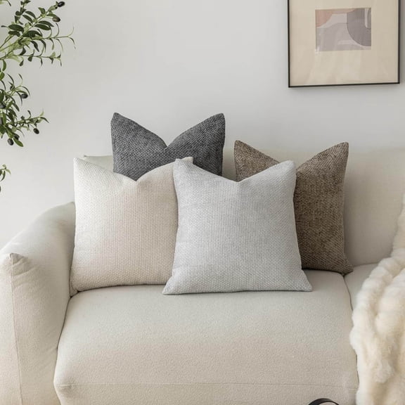 Fall Pillow Covers18x18 Inch, Velvet Throw Pillow Covers Set of 4 Soft Cozy Solid Decorative Cushion Cases for Couch Sofa Bed Living Room Bedroom