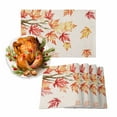 thumbnail image 1 of Fall Placemat Maple Leaves Thanksgiving Placemats for Dining Table Autumn Pink Orange Leaves Beige Washable Table Mats for Party Kitchen Dining Decoration Set of 2, 1 of 7