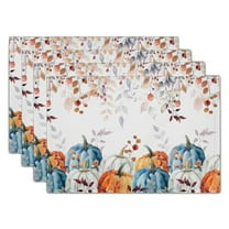 Fall Placemats for Dining Table Set of 4, Autumn Pumpkins Leaves Thanksgiving Harvest Washable Cloth Farmhouse Decorative Kitchen Table Mats 12x18 inch for Seasonal Home Party Outdoor