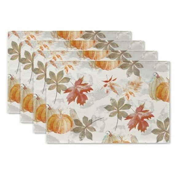 Fall Placemats Maple Leaves Pumpkin Rubbing Set of 4 Wahable Table Mats Seasonal Autumn Home Party Table Decortaions 12x18 inch