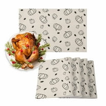 Fall Placemats Set of 4 Black Pumpkin Place Mats Thanksgiving Placemat Autumn Harvest Linen Table Mats for Dining Kitchen Table Holiday Dinner Party Home Fall Decorations 13x19 Inch
