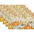 thumbnail image 1 of Fall Placemats Set of 4 Burnt Orange Pumpkin Leaves Decor Place Mats 12x18 Inch Autumn Leaf Harvest Thanksgiving Decorative Linen Table Mats for Home Kitchen Dining Party Table Decoration, 1 of 6