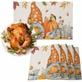 thumbnail image 1 of Fall Placemats Set of 4, Pumpkin Gnome Placemat for Dining Table Decorations, Washable Cotton Linen Place Mats, Maple Leaves Table Mats for Kitchen Dinner Harvest Thanksgiving Holiday Party Decor, 1 of 6