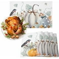 thumbnail image 1 of Fall Placemats Set of 4, White Pumpkin Bird Placemat for Dining Table Decorations, Washable Cotton Linen Place Mats, Maple Leaves Table Mats for Kitchen Dinner Harvest Thanksgiving Holiday Party Decor, 1 of 6
