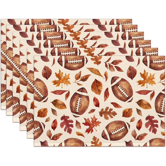 Fall Placemats Set of 6,12x18 Inch Pumpkins with Maple Leaves Heat-Resistant Place Mats,Seasonal Autumn Table Decors for Farmhouse Kitchen Dining Thanksgiving Holiday Party