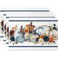thumbnail image 1 of Fall Placemats Set of 6 12x18 Inch Thanksgiving Ink Painting Pumpkin Autumn Farmhouse Rustic Seasonal Linen Place Mat Heat-Resistant Washable Table Mat for Party Kitchen Dining Home Decor, 1 of 6