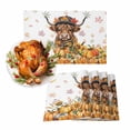 thumbnail image 1 of Fall Placemats Set of 6 Cow Pumpkin Place Mats Thanksgiving Placemat Sunflower Maple Leaves Table Mats for Dining Kitchen Table Holiday Dinner Party Home Fall Decorations 13x19 Inch, 1 of 8