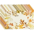 thumbnail image 1 of Fall Placemats Set of 6 Orange Maple Leaf Flowers Harvest Farmhouse Autumn Table Mats Thanksgiving Seasonal Linen Style Waterproof Kitchen Dining Table Decoration Indoor Outdoor 12x18 Inch, 1 of 6