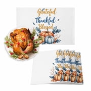 50 PCS Thanksgiving Paper Placemats - Disposable Turkey Pumpkin Table Decor - 13.8x9.8 Inch