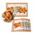 thumbnail image 1 of Fall Placemats Set of 6 Pumpkin Maple Leaves Place Mats Thanksgiving Placemat Orange Leaf Buffalo Plaid Table Mats for Dining Kitchen Table Holiday Dinner Party Home Fall Decorations 13x19 Inch, 1 of 8