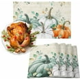 thumbnail image 1 of Fall Placemats Set of 6 Sage Green Pumpkin Place Mats Thanksgiving Placemat Autumn Teal Eucalyptus Leaves Table Mats for Dining Kitchen Table Holiday Dinner Party Home Fall Decorations 13x19 Inch, 1 of 6