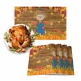 thumbnail image 1 of Fall Placemats Set of 6 Scarecrows Crow Place Mats Thanksgiving Placemat Harvest Pumpkin Maple Leaves Wood Table Mats for Dining Kitchen Table Holiday Dinner Party Home Fall Decorations 13x19 Inch, 1 of 8