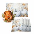 thumbnail image 1 of Fall Placemats Set of 6 Teal Blue Pumpkin Place Mats Thanksgiving Placemat Autumn Harvest Maple Leaf Table Mats for Dining Kitchen Table Holiday Dinner Party Home Fall Decorations 13x19 Inch, 1 of 8
