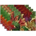 thumbnail image 1 of Fall Placemats Set of 4 Autumn Leaf Washable Non-Slip Heat Resistant 12×18h Thick Linen Place Mats Harvest Holiday Decor, 1 of 5